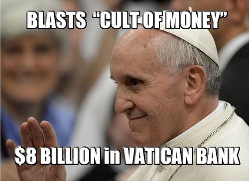 photo caption - Blasts CultOf Money" $8 Billion in Vatican Bank