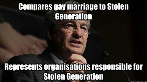 cheaptickets - Compares gay marriage to Stolen Generation Represents organisations responsible for Stolen Generation quickmeme.com