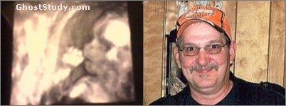 Right before this guy died, he told his wife he'd appear to her in some way as proof our consciousness goes on after death. Not too long afterward, this image was discovered in his daughter-in-law's sonogram.