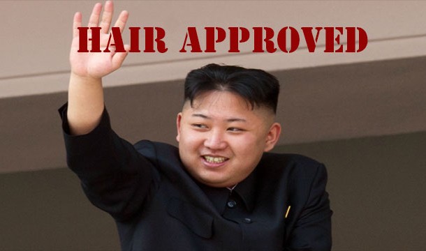 But now, due to an all-new law, ALL MEN MUST WEAR THE DEAR LEADER'S STYLE!