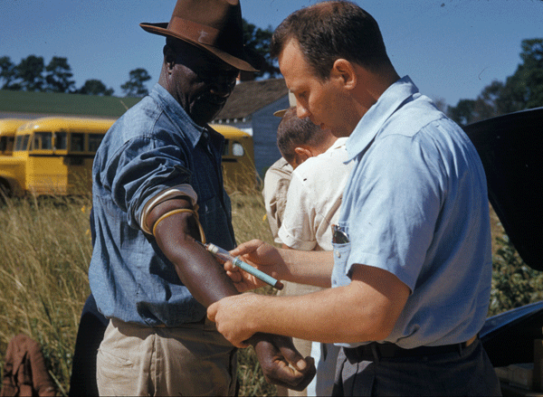 Tuskegee Syphilis Study - From 1932 to 1972, over 400 African American men afflicted with syphilis were used as guinea pigs for government experiments on treatments for the disease. Some were given incorrect treatments, others were given false information. Some still were refused treatment so the Public Health Service could use them as a control group and observe results. It's one thing for such a project to occur for the purported 6 months - but over 40 years with close to 200 dying from complications and poor treatment is something else.