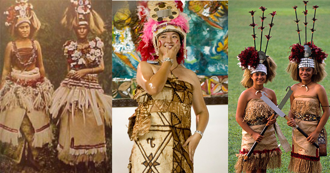 Samoa, of the Polynesian group, has weddings with tradition of a tribal nature. Brides wear gowns of mulberry tree bark, although the tulga headpiece is only for esteemed individuals. Tulgas used to be made of human hair, but today they dye chicken feathers instead.