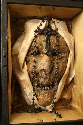 This disembodied head was kept as a relic of the first "possessed" nun.