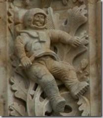 This is not a carving outside of NASA headquarters. It's from Salamanca Cathedral Church, of which construction began in the 1600's and finished in the 1800's.