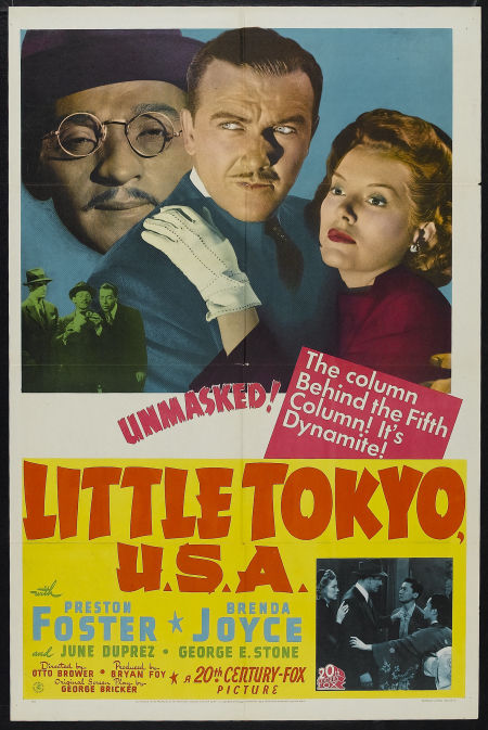 "Little Tokyo, U.S.A." came out for one thinly-veiled purpose: to be a complete anti-Japanese, propagandist garbage-fest. It features an LA policeman uncovering a secret ring of Japanese terrorists. Then it's discovered practically the ENTIRE POPULATION of Japanese in America are terrorists of some sort, and immediate internment is necessary for the safety of our country.