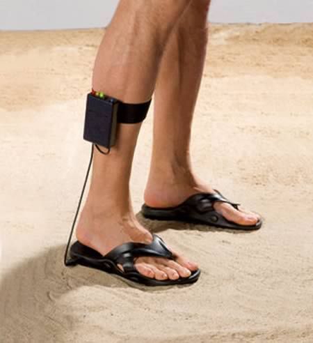 Metal-detection sandals. For when a hollow pole is just too heavy.