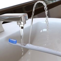 Turn your toothbrush into a drinking fountain, and enjoy some refreshing food particles with your water.