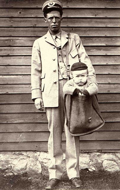 After parcel post service began in 1913, children began being sent through the mail, complete with stamps attached to their clothing. The Postmaster General had to quickly issue a regulation as a result.