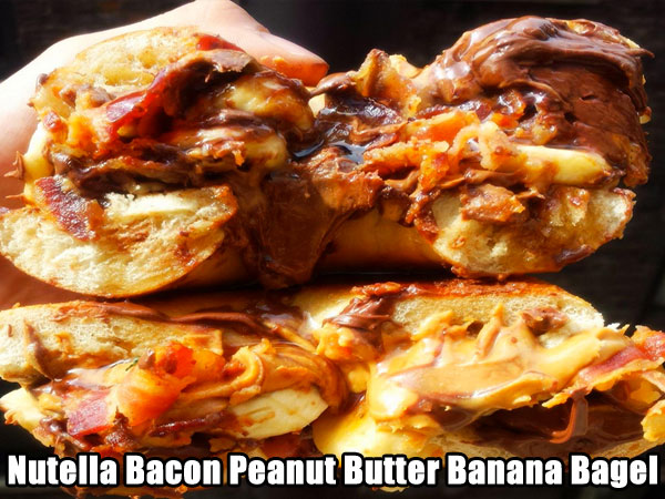 slemania - Nutella Bacon Peanut Butter Banana Bagel