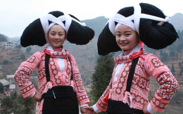 There is a tribe in China who passes down their female elders' hair as an heirloom. Every woman of the Longhorn Miao tribe combines the length of her ancestors with her own around horns worn on her head.