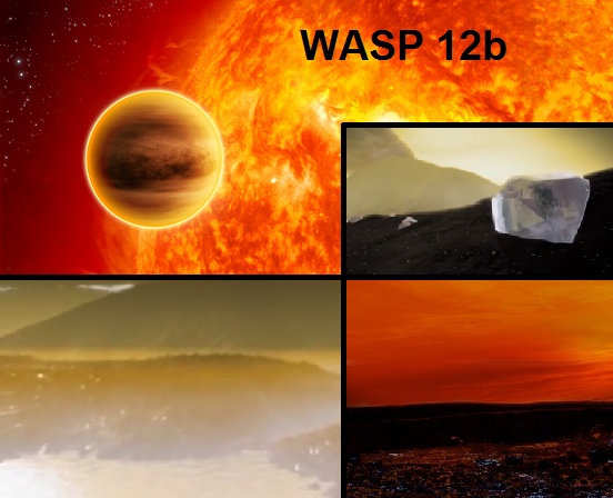 WASP 12b (Auriga, 871 ly). Toward the center of our galaxy, carbon is more abundant than oxygen, so planetary chemistry is vastly changed. WASP 12b is therefore considered a "treasure planet" due to its high concentrations of carbon compounds. Butane, benzine, coal, and diamond.