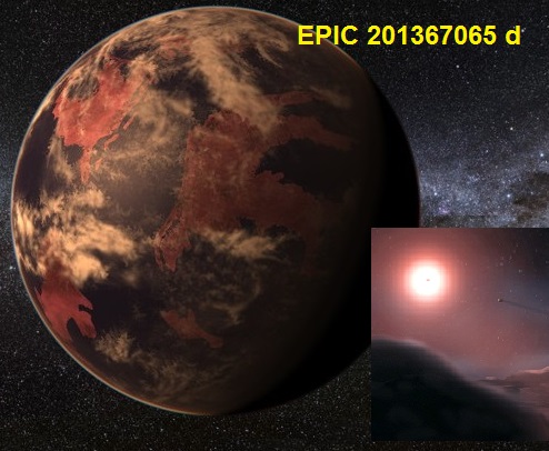 EPIC 201367065 d (Leo, 150 ly). One of a few planets orbiting a red dwarf, EPIC d lies within the habitable zone. Although red dwarf stars are normally much weaker than our own, EPIC d also happens to be 1.5 times the size of Earth. It's likely this planet has water, eternally red skies, and very warm, humid temperatures.