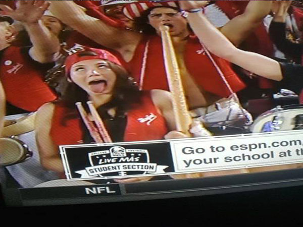 fan - e Live Mas Student Section Go to espn.com your school at th Nfl
