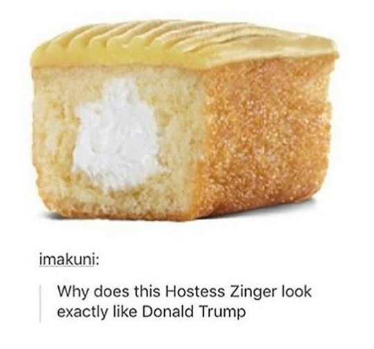 Trump meme about him looking like an iced vanilla Zinger