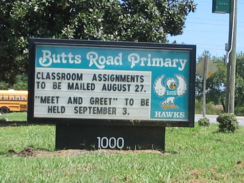 school name funny school names - Butts Road Primary Classroom Assignments To Be Mailed August 27. "Meet And Greet" To Be Held September 3. Hawks 1000