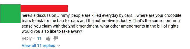 diagram - here's a discussion Jimmy, people are killed everyday by cars... where are your crocodile tears to ask for the ban for cars and the automotive industry. That's the same 'common sense you claim with the 2nd amendment, what other amendments in the