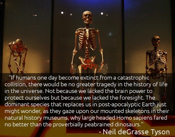 lighting - "If humans one day become extinct from a catastrophic collision, there would be no greater tragedy in the history of life in the universe. Not because we lacked the brain power to protect ourselves but because we lacked the foresight. They domi