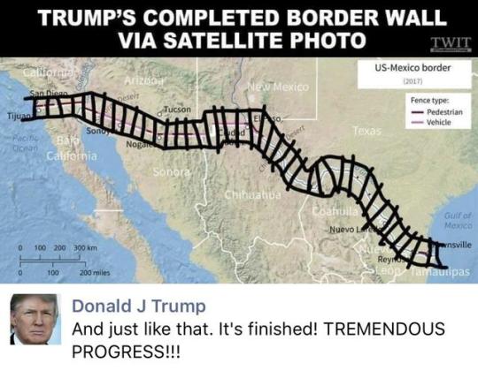 map - Trump'S Completed Border Wall Via Satellite Photo Twit UsMexico border New Mexico Santor Si Tijual Itutua Pemoto Tucson Fence type Pedestrian Vehicle Songs N Tex Pic Calenia Sonora Chihuahua Gulf of Mexico Nuevo 0 100 200 300 km Ensville Reyes 0 100