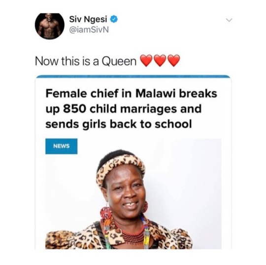Siv Ngesi SivN Now this is a Queen Female chief in Malawi breaks up 850 child marriages and sends girls back to school News