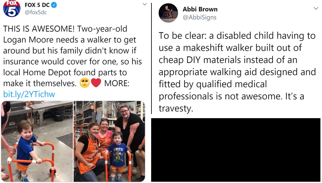 logan moore home depot - Fox 5 Dc Abbi Brown This Is Awesome! Twoyearold Logan Moore needs a walker to get around but his family didn't know if insurance would cover for one, so his local Home Depot found parts to make it themselves. More bit.ly2yTichw To