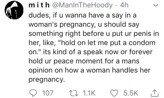 no nut november day 9 - mith 4h dudes, if u wanna have a say in a woman's pregnancy, u should say something right before u put ur penis in her, , "hold on let me put a condom on." its kind of a speak now or forever hold ur peace moment for a mans opinion 