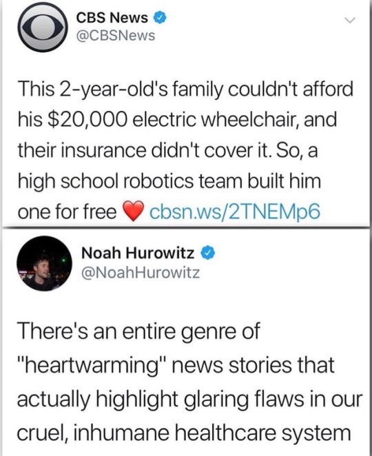 document - Cbs News This 2yearold's family couldn't afford his $20,000 electric wheelchair, and their insurance didn't cover it. So, a high school robotics team built him one for free cbsn.ws2TNEMp6 Noah Hurowitz Hurowitz There's an entire genre of "heart