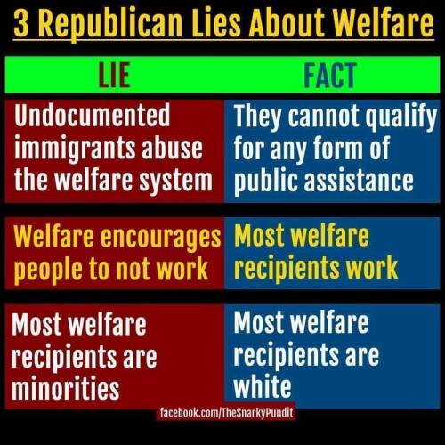 welfare facts - 3 Republican Lies About Welfare Lie Fact Undocumented They cannot qualify immigrants abuse for any form of the welfare system public assistance Welfare encourages Most welfare people to not work recipients work Most welfare recipients are 