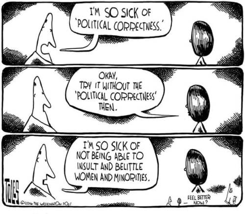 political correctness - I'M So Sick Of Political Correctness. Okay, Try It Without The 'Political Correctness Then. I'M So Sick Of Not Being Able To Insult And Belittle Women And Minorities e_FEEL Better Hiddence Of