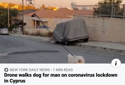 Dog - New York Daily News. 1 Min Read Drone walks dog for man on coronavirus lockdown in Cyprus