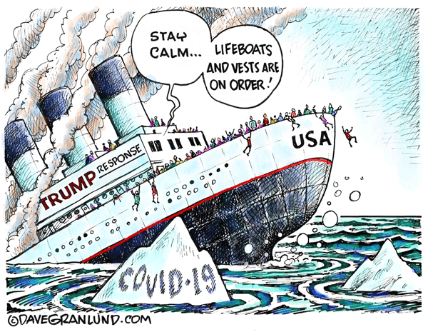 political cartoon ocean 2019 - V Stay Calm... Lifeboats And Vests Are On Order! e ntar la petite seb Rn Response In U Strump Response Oooo..O 7 {Ooo..... Oooo OOOOooooo Ovid19% Davegranlund.Com