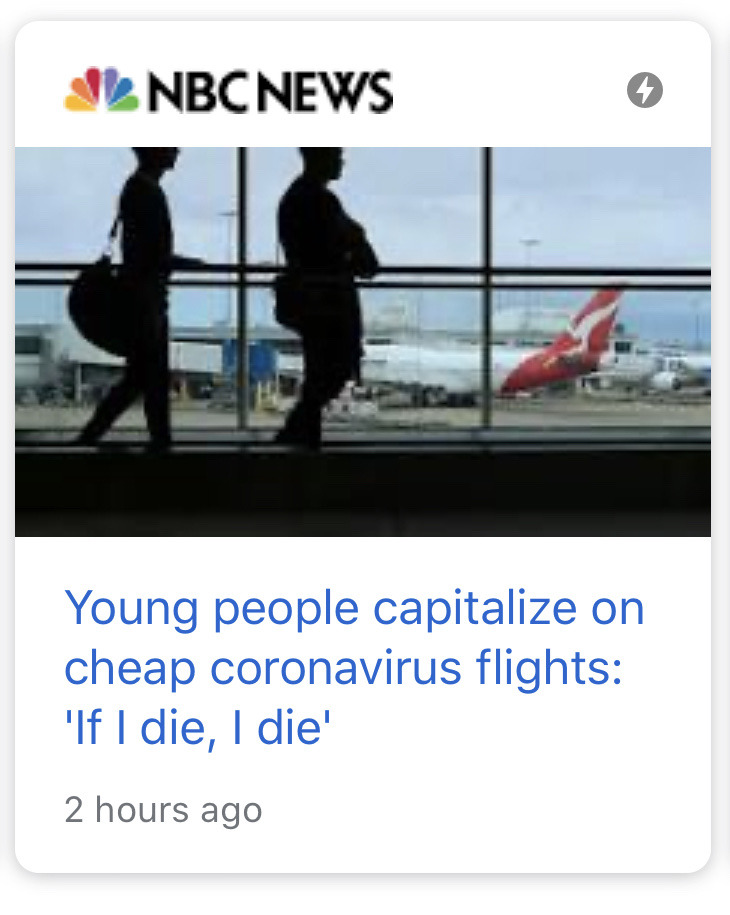 nbc news - Nbc News Young people capitalize on cheap coronavirus flights 'If I die, I die 2 hours ago