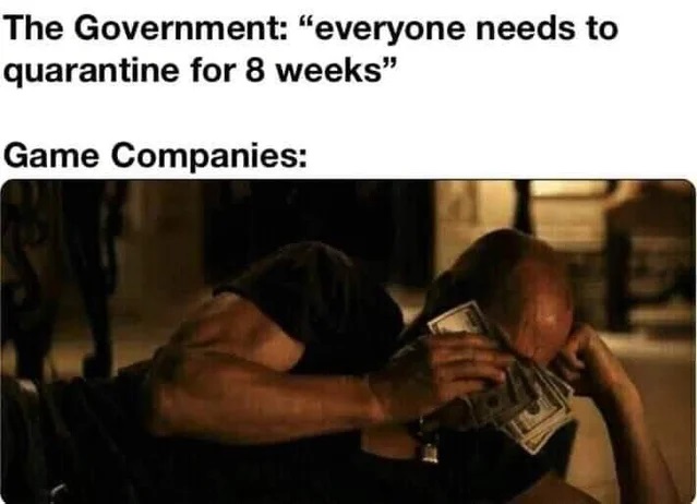 woody harrelson money meme - The Government "everyone needs to quarantine for 8 weeks" Game Companies