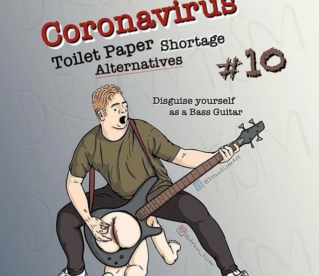 cartoon - Coronavirus Toilet Paper Shortage Alternatives Disguise yourself as a Bass Guitar LifeDrawtismart gedraw_tism