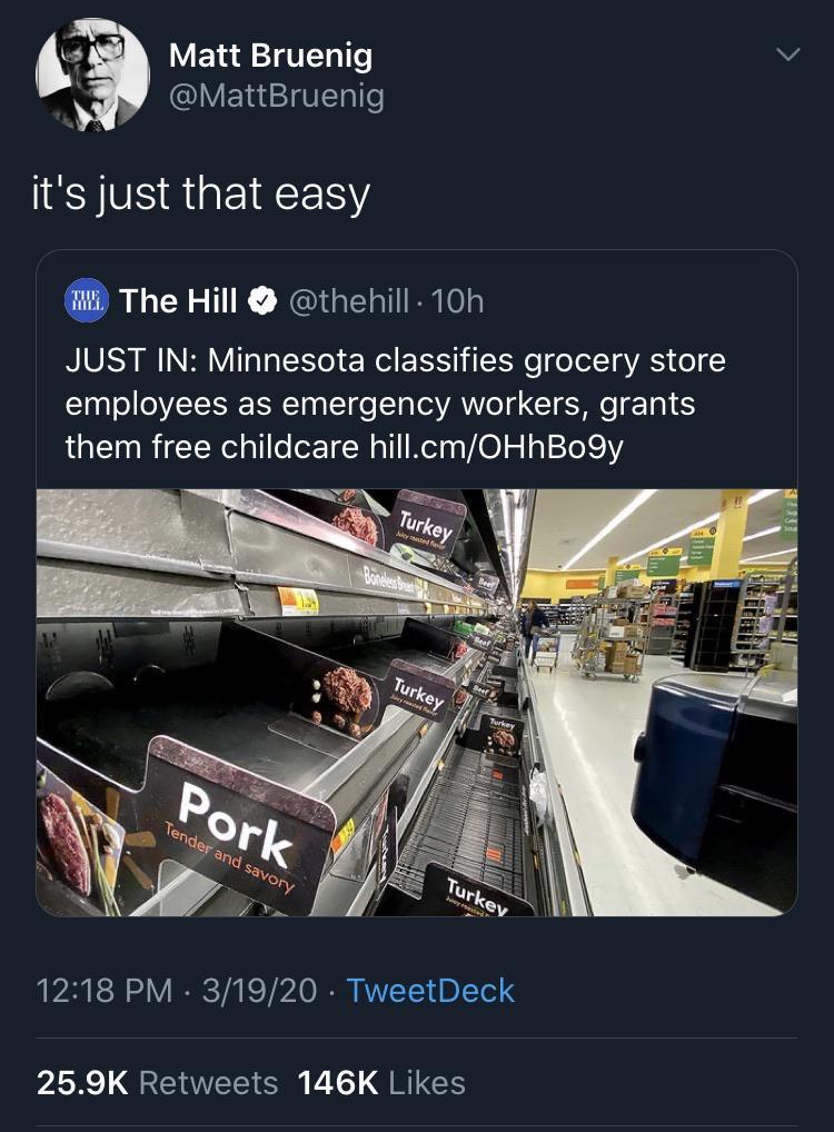 car - Matt Bruenig it's just that easy w. The Hill . 10h Just In Minnesota classifies grocery store employees as emergency workers, grants them free childcare hill.cmOHhBogy Turkey Turkey Pork Tender and savory Turkey 31920 TweetDeck