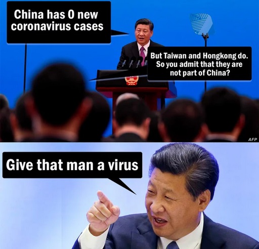 public speaking - China has 0 new coronavirus cases But Taiwan and Hongkong do. So you admit that they are not part of China? Give that man a virus