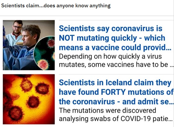 cleveland clinic - Scientists claim...does anyone know anything Scientists say coronavirus is Not mutating quickly which means a vaccine could provid... Depending on how quickly a virus mutates, some vaccines have to be ... Scientists in Iceland claim the