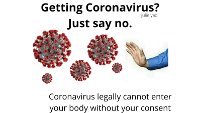 getting infected just say no - Getting Coronavirus? Just say no. julie yao Coronavirus legally cannot enter your body without your consent