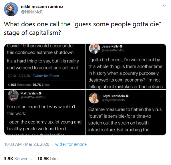 pornhub wholesome memes - nikki mccann ramrez What does one call the "guess some people gotta die" stage of capitalism? Jesse Kelly Covid19 than would occur under this continued extreme shutdown It's a hard thing to say, but it is reality and we need to a