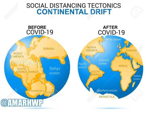 continental drift - Social Distancing Tectonics Continental Drift Before Covid19 After Covid19 Arctic Ocean Eurasia North America Eurasia North America Pangaea Atlantic Ocean Pacific Ocean Africa South America Africa Tethys ocean South America Ind Indian 