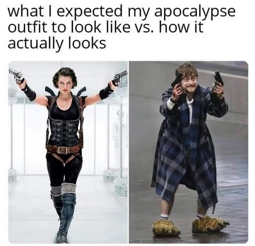 alice resident evil - what I expected my apocalypse outfit to look vs. how it actually looks