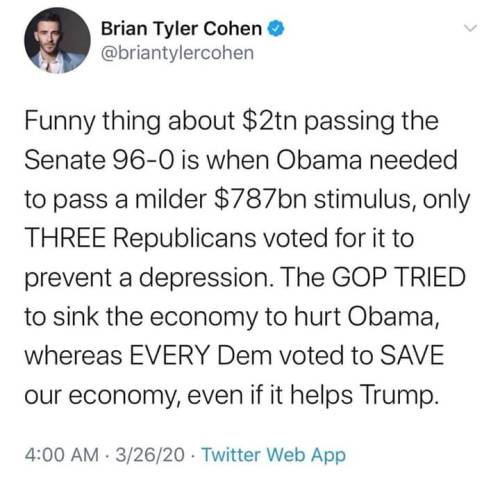 kurt eichenwald kyle kashuv - Brian Tyler Cohen Funny thing about $2tn passing the Senate 960 is when Obama needed to pass a milder $787bn stimulus, only Three Republicans voted for it to prevent a depression. The Gop Tried to sink the economy to hurt Oba