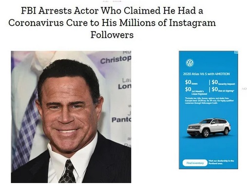 homejoy - Fbi Arrests Actor Who Claimed He Had a Coronavirus Cure to His Millions of Instagram ers Christop 2020 Atlas V 5 with Amonion $0. 150 $0. So Pants