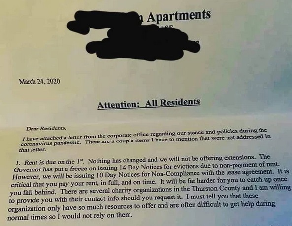 photo caption - Apartments Attention All Residents Dear Residents, I have artached a letter from the corporate office regarding our stance and policies during the coronavirus pandemnic. There are a couple items I have to mention that were not addressed in