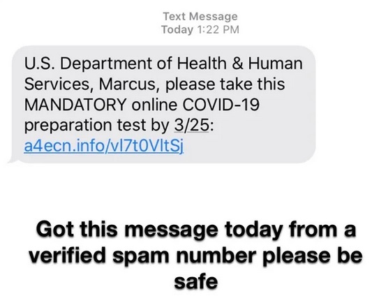 pensamiento de un bebe - Text Message Today U.S. Department of Health & Human Services, Marcus, please take this Mandatory online Covid19 preparation test by 325 a4ecn.infovl7tOVItsi Got this message today from a verified spam number please be safe