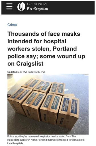 proverbs 15 3 - Oregonlive The Oregonian Crime Thousands of face masks intended for hospital workers stolen, Portland police say; some wound up on Craigslist Updated Today Duras Police say they've recovered respirator masks stolen from The ReBuilding Cent