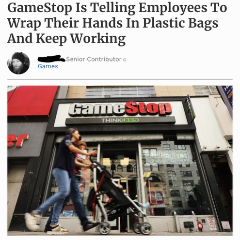 essential business - GameStop Is Telling Employees To Wrap Their Hands In Plastic Bags And Keep Working Senior Contributor Games GameStop THINK1333