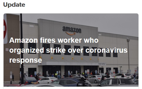 signage - Update amazon Amazon fires worker who organized strike over coronavirus response
