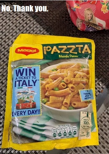 vegetarian food - No. Thank you. Maggi Mesel Pazzta Masala Penne Win Italy A Ticket To Hoven Every Day!!