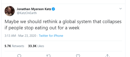 diagram - Jonathan Myerson Katz Maybe we should rethink a global system that collapses if people stop eating out for a week Twitter for iPhone