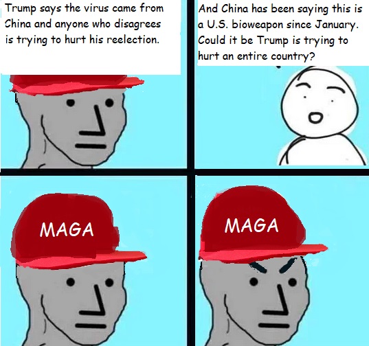 states right to what meme - Trump says the virus came from China and anyone who disagrees is trying to hurt his reelection. And China has been saying this is a U.S. bioweapon since January. Could it be Trump is trying to hurt an entire country? Maga Maga